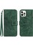 Iphone 12 Pro Max HT04 Ayçiçeği Için Telefon Damçalı Kılıf Kılıfı Cilt Touch Pu Deri Deri Stand Cüzdan Kapağı El Strap-Dark Yeşil (Yurt Dışından) 1