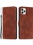 Iphone 12/12 Pro Telefon Kılıfı Kalp Şekli Baskı Kılıf Anti-Drop Cilt Touch Hissed Hisset Pu Deri Stand Cüzdan Telefon Kabuğu Strap-Brown (Yurt Dışından) 1