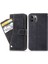 Iphone 12/12 Pro Telefon Kılıfı Için Retro Doku Cep Telefon Kılıfı Anti-Çizgi Pu Deri Dergi Dönen Kart Yuvaları Tutucu Stand Cüzdan Kapak Black (Yurt Dışından) 1