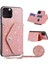 Iphone 12 Pro Phone Case Için Parıltılı Telefon Kasası Kickstand Card Tutucu Deri Kaplı Tpu Kapak Omuz Kayış Pembe (Yurt Dışından) 1