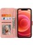 Iphone 12/12 Pro Telefon Kılıfı Stand Stand Cüzdan Tarzı Anti-Fall Kılıfı Zipper Cep Pu Deri Deri Şok Geçirmez Telefon Kabuğu Uzun/kısa Kayış Pembe (Yurt Dışından) 4