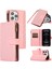 Iphone 12 Pro Maks Deri Cüzdan Kart Tutucu Telefon Kılıfı Rhombus Stand Kapağı Fermuar Pocket-Rose Altın (Yurt Dışından) 1