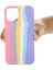 Rainbow Style Sıvı Silikon Koruyucu Telefon Kapak Kılıfı Iphone 12 6.1 12 Pro-Pink (Yurt Dışından) 2