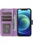 Iphone 12/12 Pro Telefon Kılıfı Için Baskılı Güller Telefon Kılıfı Damla Geçirmez Pu Deri Flip Kapak Cüzdan Stand Koruyucu Telefon Kabuğu Işık Mor (Yurt Dışından) 2