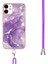 Iphone 12/12 Pro Telefon Kılıfı Için Tampon Koşullu Iml Imd Mermer Desen Elektraplatma Çerçevesi Tpu Telefon Kapak Kılıfı Ayarlanabilir Kordon -Purple 002 (Yurt Dışından) 3