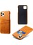Iphone 12/12 Pro Phone Kılıfı Pu Deri Kaplamalı Plastik Kılıf Çift Kart Yuvaları Tasarım Ultra Ince Koruyucu Kabuk-Orange (Yurt Dışından) 2