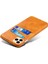 Iphone 12/12 Pro Phone Kılıfı Pu Deri Kaplamalı Plastik Kılıf Çift Kart Yuvaları Tasarım Ultra Ince Koruyucu Kabuk-Orange (Yurt Dışından) 4