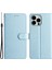 Iphone 12 Pro Max Telefon Kılıfı Için Telefon Stand Pu Deri Ipek Doku Cüzdanı Kitap Stil Kılıfı Bilek Kayış Sky Mavi (Yurt Dışından) 1