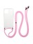 Iphone 12 Pro Max Glossy Tpu+Akrilik Kapak Için Textil Lanyard - Pink - Pink (Yurt Dışından) 1