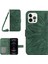 Iphone 12/12 Pro Telefon Kılıfı HT04 Baskılı Ayçiçeği Telefon Cüzdan Standı Kılıf Cilt Touch Pu Deri Folyo Flip Kapak Omuz Kayış-Dark Yeşil (Yurt Dışından) 1