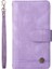 Iphone 12/12 Pro Phone Case Stripes Için Baskılı Cilt Touch Cüzdan Deri Deri Kapak Çoklu Kart Yuvaları Fermuar Cep ile Flip Koruyucu Kılıf -Purple (Yurt Dışından) 1