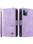 Iphone 12/12 Pro Phone Case Stripes Için Baskılı Cilt Touch Cüzdan Deri Deri Kapak Çoklu Kart Yuvaları Fermuar Cep ile Flip Koruyucu Kılıf -Purple (Yurt Dışından) 2