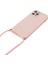 Iphone 12 Pro Yumuşak Tpu Telefon Kapağı Fiber Astar Long Lanyard ile Kauçuk Telefon Kılıfı - Pembe (Yurt Dışından) 2