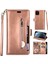 Iphone 12 Pro/12 Deri Telefon Kılıfı Bilek Strap Çok Fonksiyonlu Koruyucu Kılıf Cüzdan Stand Telefon Kapağı Fermuarı Pocket-Rose Altın (Yurt Dışından) 1