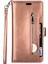 Iphone 12 Pro/12 Deri Telefon Kılıfı Bilek Strap Çok Fonksiyonlu Koruyucu Kılıf Cüzdan Stand Telefon Kapağı Fermuarı Pocket-Rose Altın (Yurt Dışından) 2