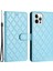 Iphone 12/12 Pro Telefon Kılıfı Pu Deri Telefon Kapağı Cüzdan Stand Dikiş Hattı Rhombus Doku Telefon Case Sky Mavi (Yurt Dışından) 2