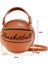 Kahverengi Basketbol Omuz Crossbody Çanta Kadın Zincir Tote Pu Deri Kız Için Yuvarlak Mini Çanta Bozuk Para Cüzdanı Messenger Zincir Çanta (Yurt Dışından) 2