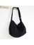 Kaliteli Siyah Kadın Kanvas Omuz Çantası Rahat Pamuklu Kumaş Crossbody Çanta Katı Fermuar Çanta Alışveriş Çantası Tote Öğrenci Eko Basit Kitap Çantaları (Yurt Dışından) 1