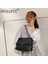 Stil 1 Siyah Moda Kadın Pu Messenger Çanta Casual Bayanlar Zincir Düz Renk Flap Çanta Moda Cep Telefonu Crossbody Messenger Çanta (Yurt Dışından) 3