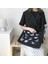 Siyah Kelebek Baskı Kadın Kanvas Omuz Çantası Pamuklu Kumaş Crossbody Çanta Bayan Büyük Kapasiteli Messenger Çanta Ipli Kayış Tasarım (Yurt Dışından) 1