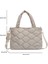 Gümüş Kadın Crossbody Çanta Düz Renk Naylon Pamuk-Yastıklı Alışveriş Çantası Rahat Fermuarlı Omuz Çantası Moda Kapitone Bayanlar Büyük Tote (Yurt Dışından) 2