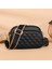 Siyah Dana Derisi Crossbody Çanta Çok Katmanlı Cep Omuz Crossbody Çanta Fermuar Geniş Kayış Eşkenar Dörtgen Desen Katı Kadın Satchel (Yurt Dışından) 1