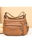 Kahverengi Basit Crossbody Çanta Çok Katmanlı Cep Yumuşak Deri Crossbody Tek Kollu Çanta Klasik Tasarımcı Katı Fermuar Bayanlar Seyahat Çantası (Yurt Dışından) 1