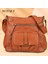 Kahverengi Vintage Askılı Çanta Kadın Yumuşak Deri Omuz Crossbody Çanta Çok Cep Çok Fonksiyonlu Düz Renk Retro Bayanlar Kızlar Çanta (Yurt Dışından) 3