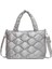 Gümüş Moda Kadın Omuz Çantaları Kış Düz Renk Naylon Pamuk-Yastıklı Çanta Rahat Kadın Büyük Fermuar Kapitone Crossbody Çanta Tote (Yurt Dışından) 1