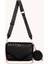 Siyah Pu Omuz Çantaları Deri Crossbody Çanta Zincirleri Eşkenar Dörtgen Desenli Küçük Para Çantası ile Seyahat Bayan Günlük Çanta (Yurt Dışından) 5