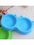 Plastik Kedi Yüzü Şekilli Pet Kase Besleme Aracı, Çevre Koruma Toksik Olmayan Köpek Maması Çift Kase Sofra Mavi (Yurt Dışından) 1