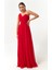 Kadın Kırmızı Tek Omuz Yırtmaçlı Uzun Abiye Elbise 3
