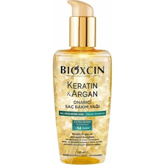 Bioxcin Keratin & Argan Onarıcı Saç Bakım Yağı 150 ml - Yıpranmış ve Hasar Görmüş Saçlar