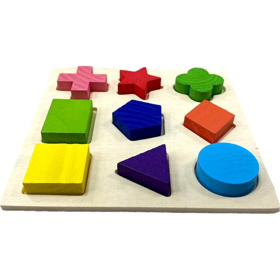 Hamaha Wooden Toys Doğal Ahşap Eğitici Oyuncak Yıldız Geometrik Şekiller Renkli Bultak HMH-086