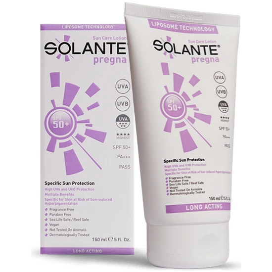 Solante Pregna Spf 50+ 150 ml  Gebelik Dönemi Için Özel Güneş Koruma Kremi