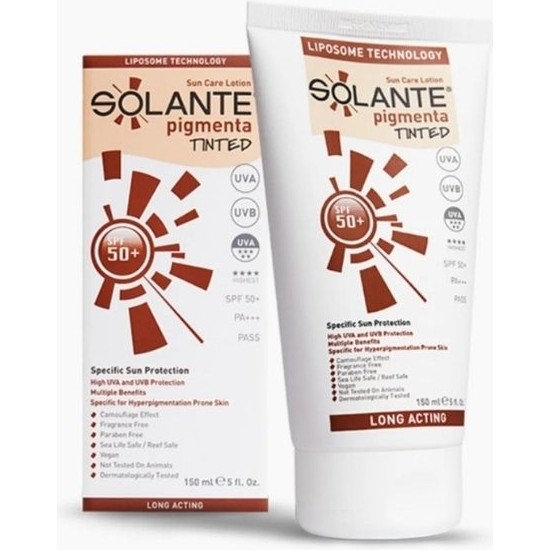 Solante Pigmenta Tinted Güneş Koruyucu Losyon SPF 50+ - Tüm Cilt Tipleri İçin Renkli Formül, 150 ml
