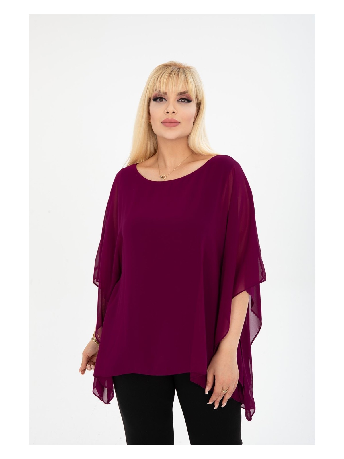 Modayız Büyük Beden Saks Şifon Bluz 3A-2403 - Görsel 8