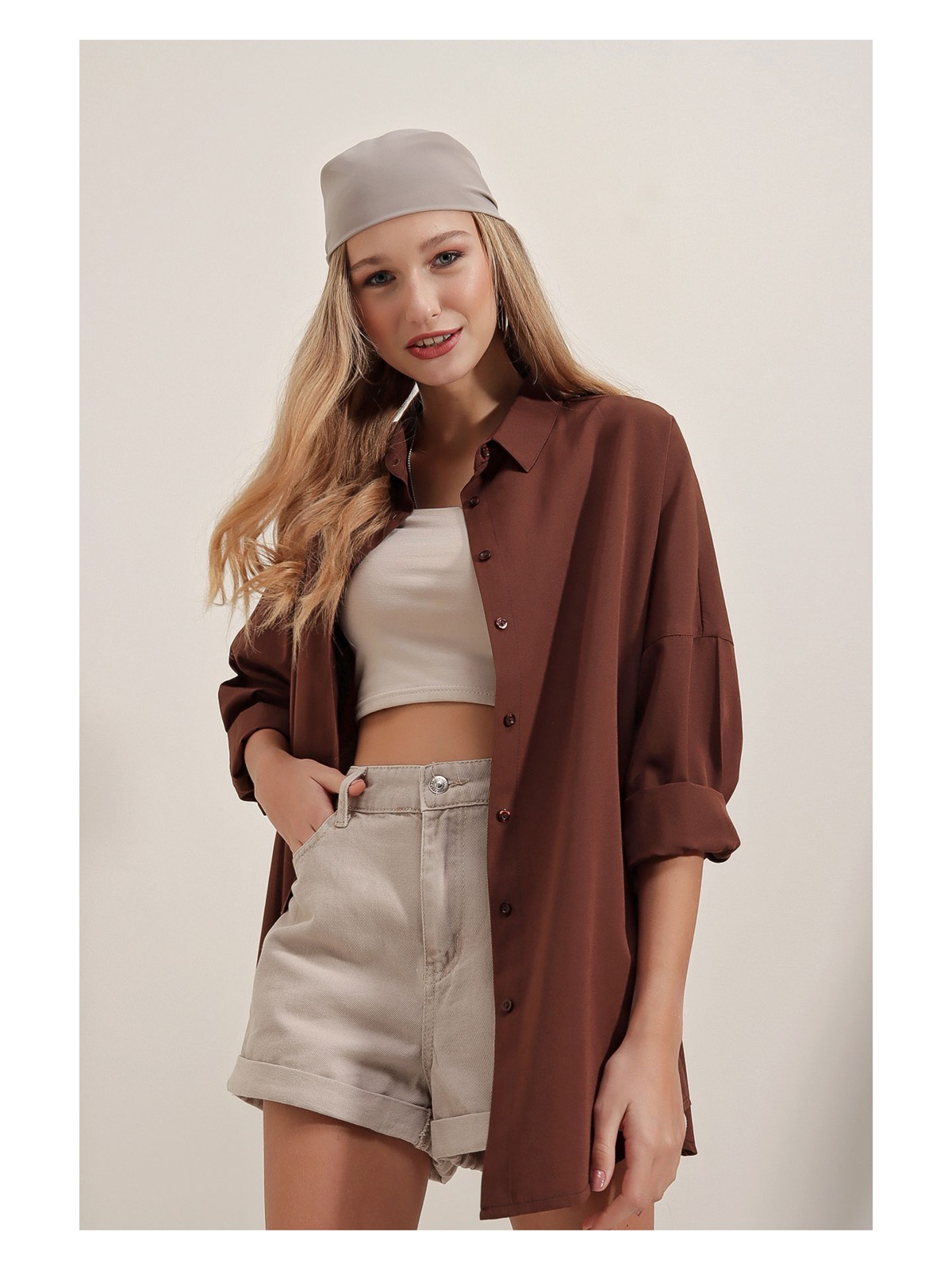 Rodi Oversize Uzun Basic Gömlek DS22YB113900 - Görsel 4