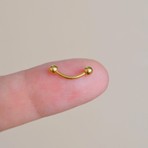 Heppii Cerrahi Çelik 8 mm Iki Ucu Toplu Minimal Göbek Piercingi Gold Renkli