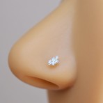 Heppii 925 Ayar Mini Yaprak  Model Hızma  Çiçek Figürlü Burun Piercingi
