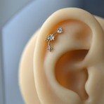 Heppii Gold Renk Cerrahi Çelik Taşlı Mini Yıldızlar Helix Piercing Lob Kıkırdak Tragus