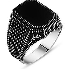 Tesbih Sepetim 925 Ayar Gümüş Oniks Taşlı Yüzük