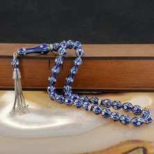 Tesbih Sepetim Lacivert Renk Mineli Zirkon Taşlı 925 Ayar Gümüş Tesbih