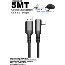 Macrobot Link Kablosu -Meta Quest 3 ve 2 ile Uyumlu  - 5mt 5gbps USB 3.2 ( Ince ) M041
