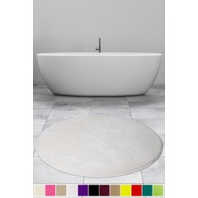 Teksev Elite Krem 150X150 cm Yuvarlak Peluş Banyo Halısı Kaymaz Taban Pufidik Banyo Paspası