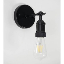 Riolight  Retro,rustik, Vintage 1XE27 Duylu Mafsallı Siyah Metal Aplik