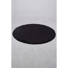 Teksev Elite Siyah 150X150 cm Yuvarlak Peluş Banyo Halısı Kaymaz Taban Pufidik Banyo Paspası