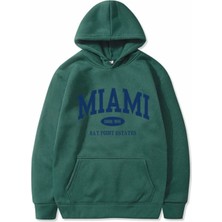 Amor Man Büyük Beden Özel Tasarım Kapüşonlu Miami Baskılı %100 Pamuk 3 Iplik Şardonlu Erkek Sweatshırt