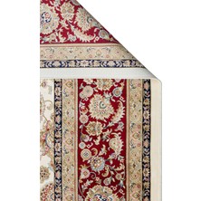 Eko Halı Isfahan Isf 03 Cream Red Klasik Desenli Yumuşak Dokulu Yüksek Kalite 150 Tarak Sık Dokuma Ipek Halı