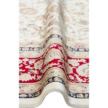 Eko Halı Isfahan Isf 03 Cream Red Klasik Desenli Yumuşak Dokulu Yüksek Kalite 150 Tarak Sık Dokuma Ipek Halı